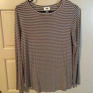 Old Navy Beige w/ Black stripes long sleeve tee